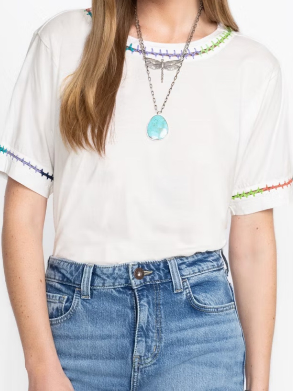 NWT Johnny Was Crochet Crew Neck Tee